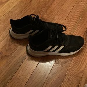 Boys adidas black white sneakers shoes 2 lace up